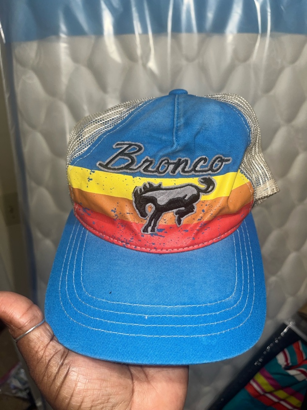 Ford Blue Yellow Orange Red Bronco Trucker Hat